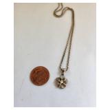 Sterling Silver Flower Pendant Necklace with Cubic Zirconia, 18 Inch, 5 Grams