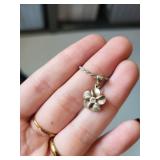Sterling Silver Flower Pendant Necklace with Cubic Zirconia, 18 Inch, 5 Grams