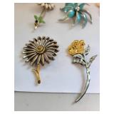 Set of 11 Vintage Costume Jewelry Brooches