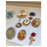 Set of 11 Vintage Costume Jewelry Brooches