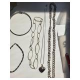 Set of 9 Silver Plated Costume Jewelry Necklaces