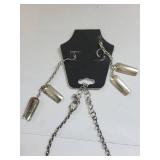 Silver Plated Costume Jewelry Necklace and Earring Set with Chunky Collar