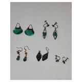 Set of 5 Pairs Turquoise and Malachite Earrings Assorted Styles