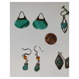 Set of 5 Pairs Turquoise and Malachite Earrings Assorted Styles