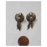 Mexican .800 Silver Earrings with Mother of Pearl Inlay