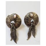 Mexican .800 Silver Earrings with Mother of Pearl Inlay