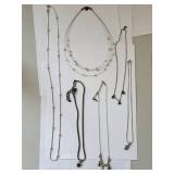 Set of 6 Silver Plated Costume Jewelry Necklaces