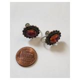 Vintage Sterling Silver and Glass Screwback Earrings, 6.47g