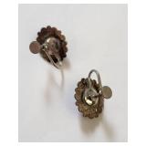 Vintage Sterling Silver and Glass Screwback Earrings, 6.47g
