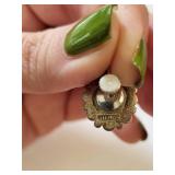Vintage Sterling Silver and Glass Screwback Earrings, 6.47g