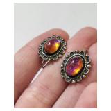 Vintage Sterling Silver and Glass Screwback Earrings, 6.47g