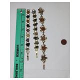 Set of 3 Vintage Agate Stone Bracelets with Brass Links