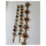 Set of 3 Vintage Agate Stone Bracelets with Brass Links