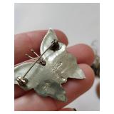 .800 Alpaca Mexican Silver Butterfly Brooch and Earrings Set