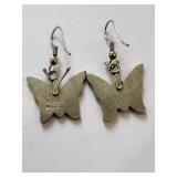 .800 Alpaca Mexican Silver Butterfly Brooch and Earrings Set