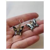 .800 Alpaca Mexican Silver Butterfly Brooch and Earrings Set