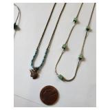 Set of 4 Turquoise Necklaces with Stone and Bead Accents
