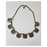Sterling Silver Floral Necklace 14.5 Inch, 25 Grams