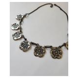 Sterling Silver Floral Necklace 14.5 Inch, 25 Grams