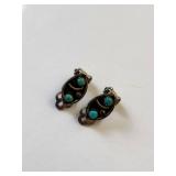 Sterling Silver Turquoise Clip-On Earrings 2.25 Grams