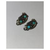 Sterling Silver Turquoise Clip-On Earrings 2.25 Grams