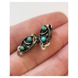 Sterling Silver Turquoise Clip-On Earrings 2.25 Grams