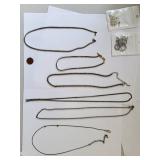 Costume Jewelry Lot: 7 Necklaces and Sterling Silver Feather Earrings