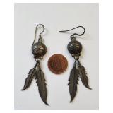 Sterling Silver Earrings with Feather Design Weighing 10.16 grams