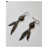 Sterling Silver Earrings with Feather Design Weighing 10.16 grams