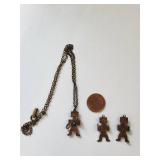 Copper Turquoise Kachina Doll Necklace with 2 Pendants 18 Inch Chain