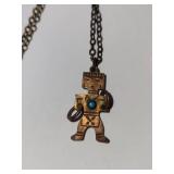 Copper Turquoise Kachina Doll Necklace with 2 Pendants 18 Inch Chain