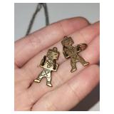 Copper Turquoise Kachina Doll Necklace with 2 Pendants 18 Inch Chain