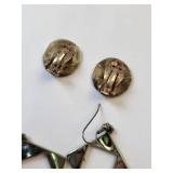 Set of Abalone Inlay Earrings, Clip-On and Dangle, Mexico