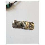 Sterling Silver Turquoise Bracelet 7in and Stamped Silver Pendant
