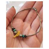 Sterling Silver Turquoise Bracelet 7in and Stamped Silver Pendant