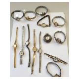 Collection of 13 Vintage Ladies Wrist Watches and Pocket Watch