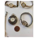 Collection of 13 Vintage Ladies Wrist Watches and Pocket Watch