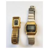 Lot of 2 Vintage Wristwatches - Gitano Quartz Diamond and Chronograph LCD
