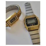 Lot of 2 Vintage Wristwatches - Gitano Quartz Diamond and Chronograph LCD