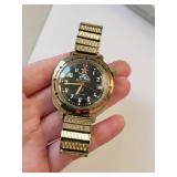 Vintage Russian Vostok Komandirskie Military Watch with Gold-Tone Band