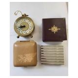 Collection of 4 Vintage Travel and Alarm Clocks Including Blessing, Florn, and Enesco