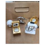 Collection of 5 Novelty Miniature Desk Clocks Kitchen Dolphin Golf and More