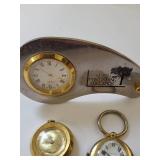 Collection of 4 Vintage and Novelty Desk and Keychain Clocks