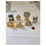Set of 7 Miniature Desk Clocks Assorted Styles Quartz Collectibles