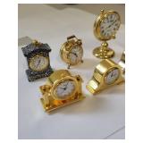 Set of 7 Miniature Desk Clocks Assorted Styles Quartz Collectibles