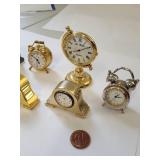 Set of 7 Miniature Desk Clocks Assorted Styles Quartz Collectibles