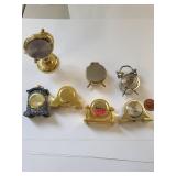 Set of 7 Miniature Desk Clocks Assorted Styles Quartz Collectibles