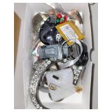 Collection of Vintage and Costume Jewelry for Parts or Repair with Storage Boxes