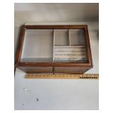 Wooden Jewelry Box with Glass Lid and 3 Drawers