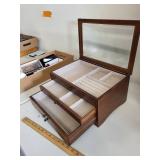 Wooden Jewelry Box with Glass Lid and 3 Drawers